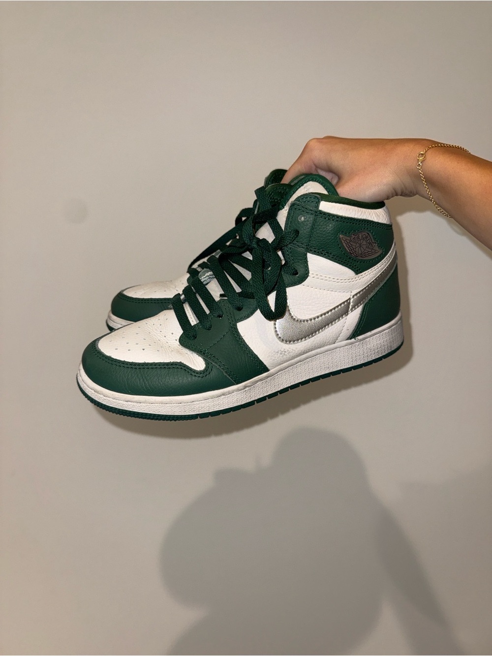 Nike Air Jordan High-Top Sneakers in Green, White, and Silver